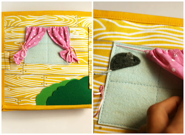 Travel dollhouse busy book with felt paper doll