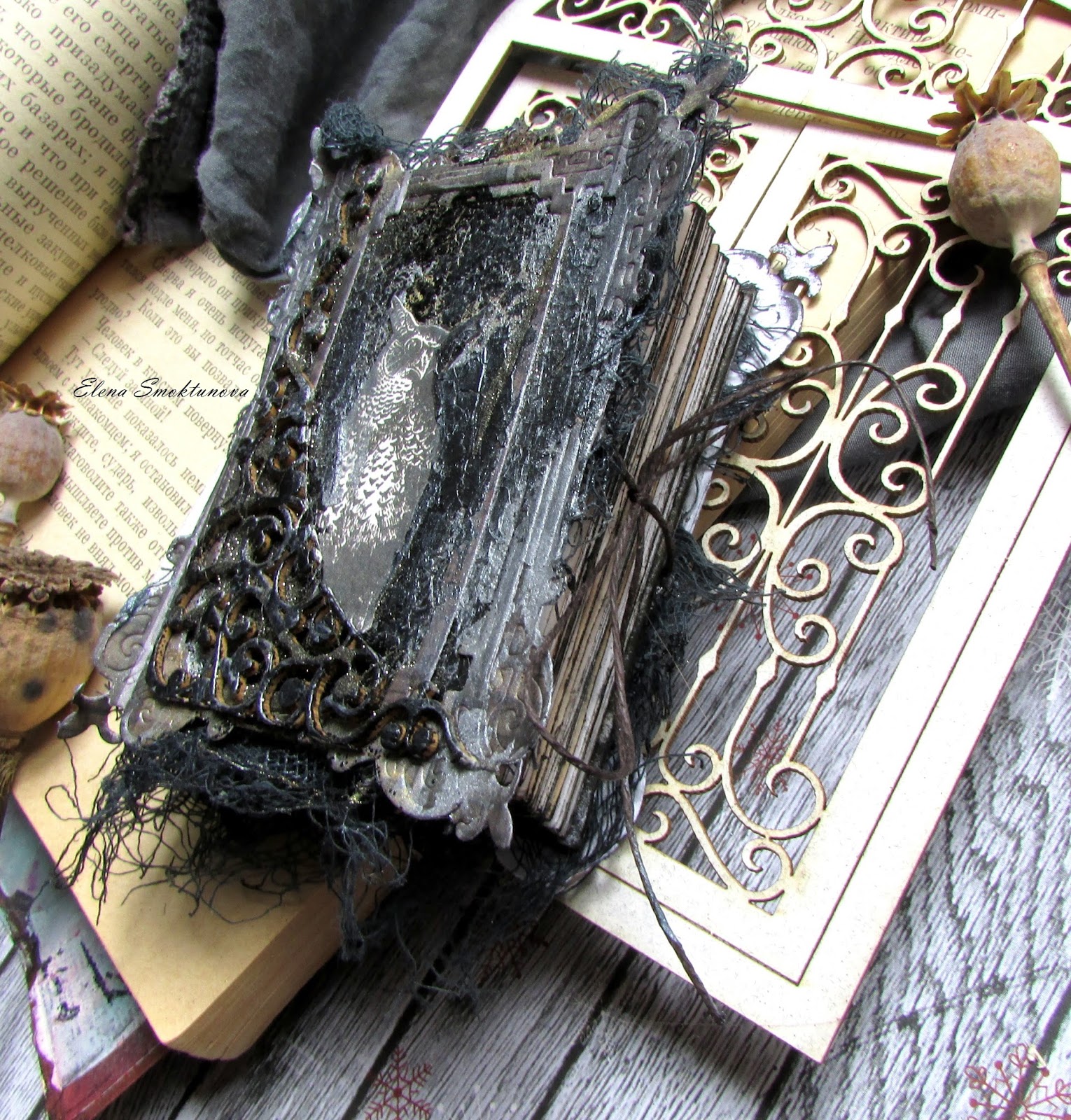 Handmade by Elena Smoktunova Готический мини блокнот/Gothic notebook