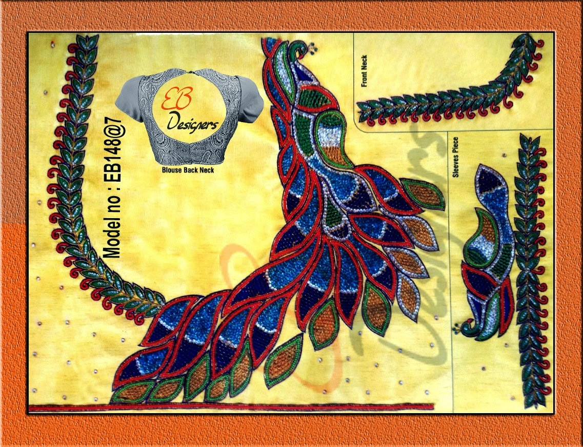 Simple Peacock Embroidery Blouse Designs Anlis
