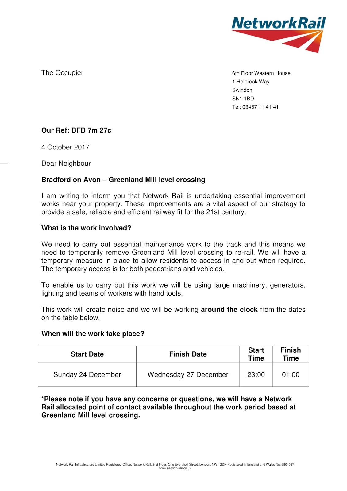 network rail pre notification