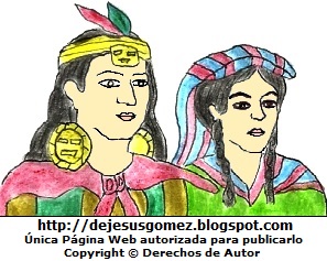 Manco Cápac y Mama Ocllo Ilustración de Manco Cápac y Mama Ocllo para niños. Dibujo de Manco Cápac y Mama Ocllo hecho por Jesus Gómez