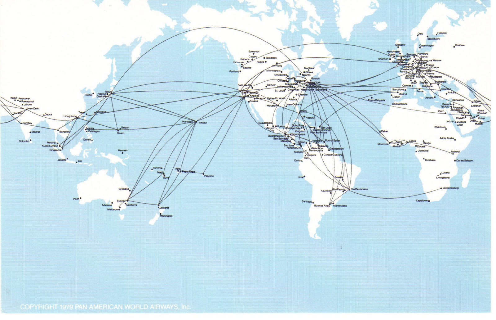 Airlines Past Present 2011 - Pan Am Post Card Map