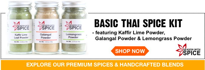 shop emongrass powder, galangal powder & kaffir lime leaf powder available at season with spice shop