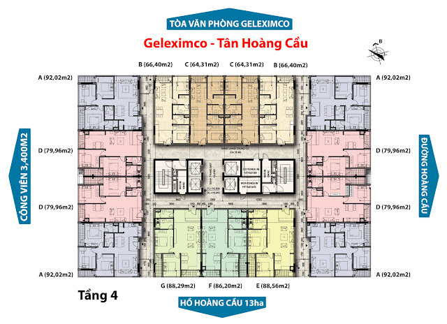 Mặt bằng căn hộ Hoàng Cầu Skyline