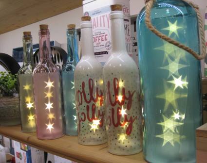 Botellas de cristal luminosas con estrellitas led