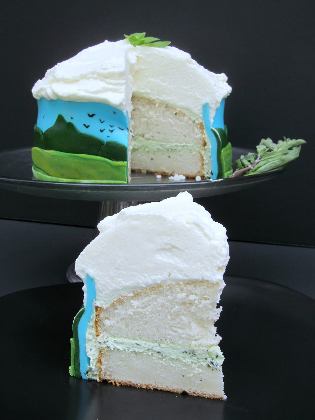 Rise and Shine Landscape Cake with Herb Garden Buttercream