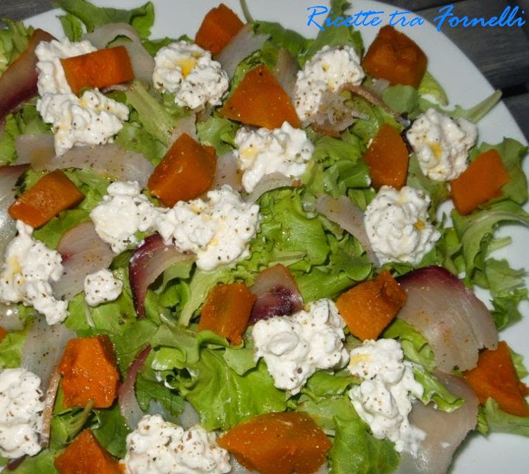 carpaccio di spada in insalata con zucca e fiocchi di latte