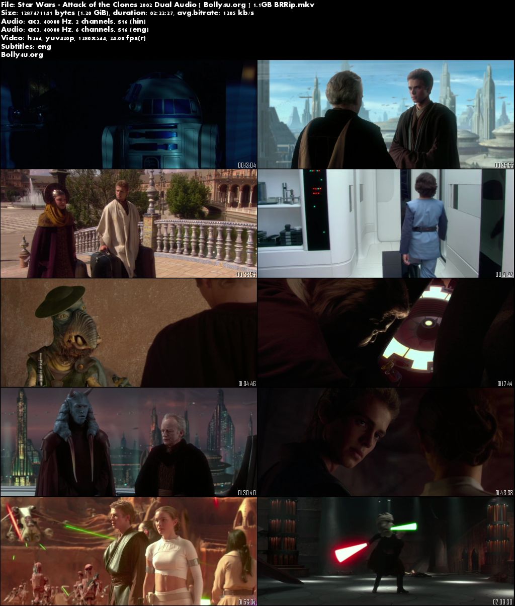 Star Wars Attack of the Clones 2002 BRRip Hindi 450MB Dual Audio 480p Download