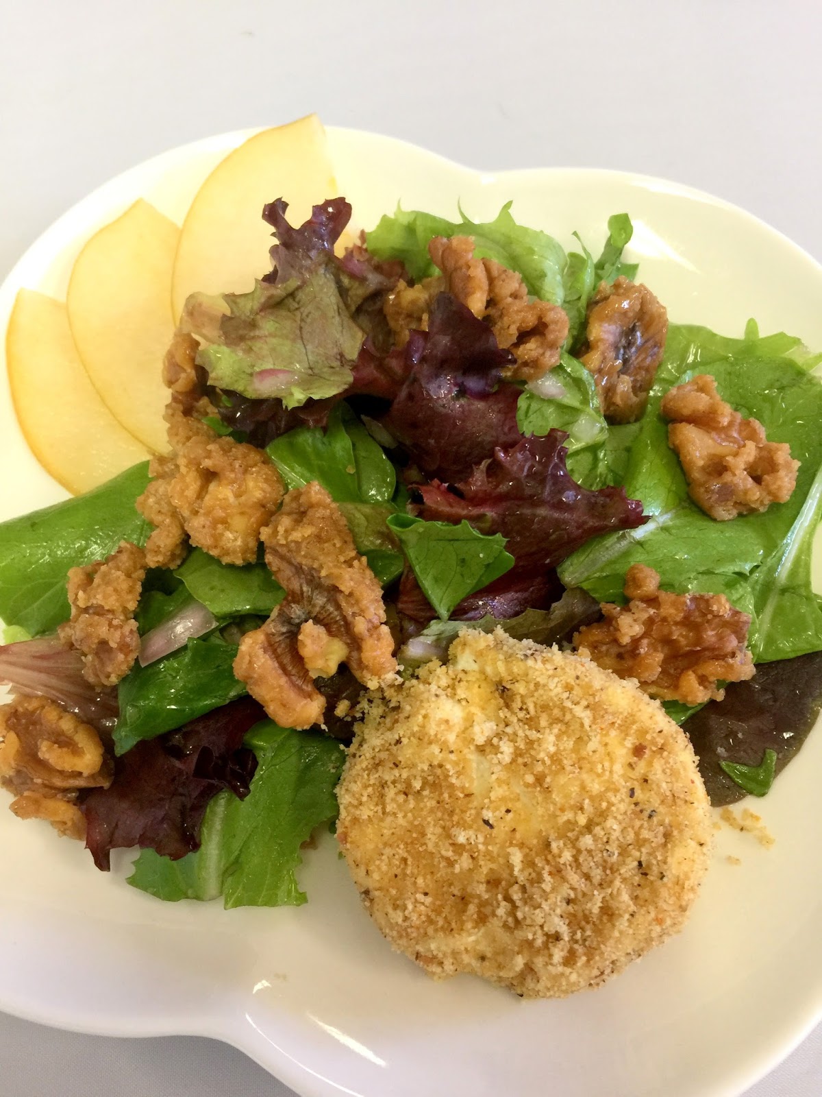 Recipe Warm Goat Cheese Salad with Asian Pears and Honey Walnut
