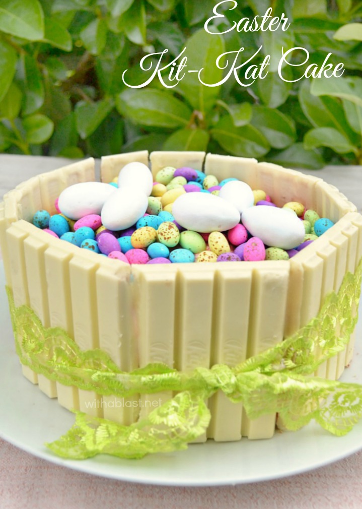 Easter Kit-Kat Cake ~ This Easter Kit-Kat Cake is so quick and easy to make, AND if you use a store-bought cake, you can have the Cake ready in minutes !