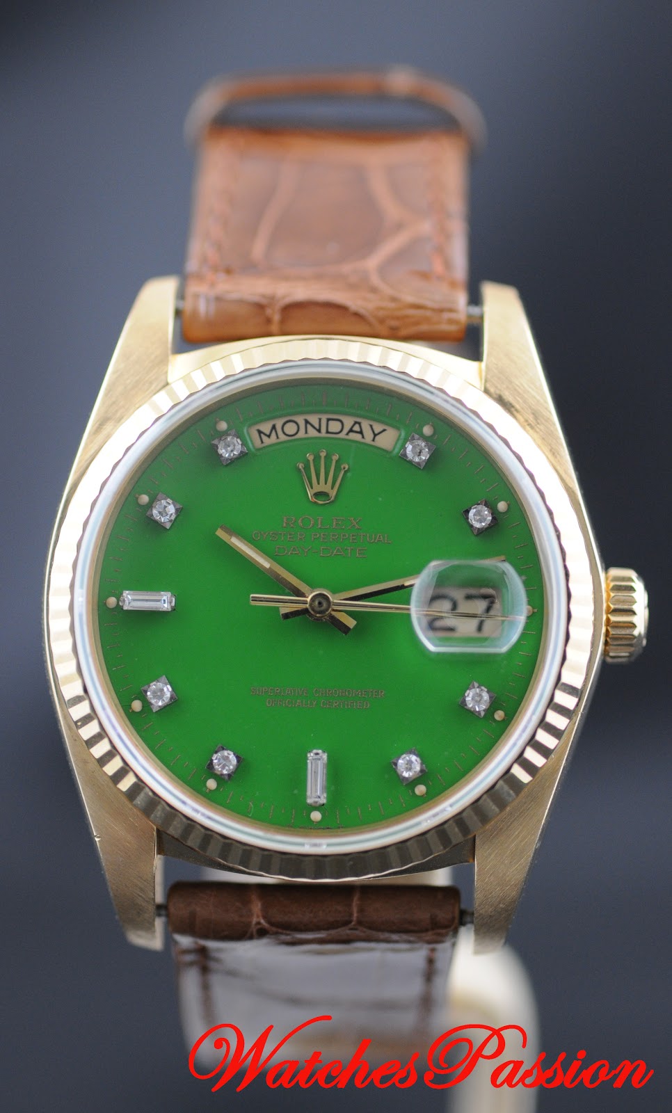 Watches Passion: Rolex DayDate Green Enamel with Diamonds
