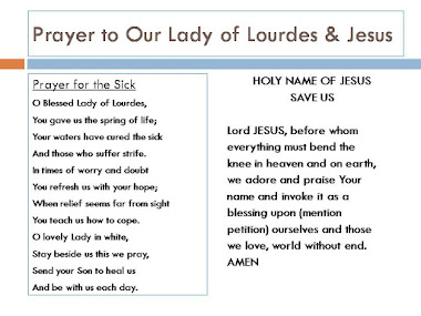 Prayer to Our Lady Of Lourdes & Holy Name of Jesus