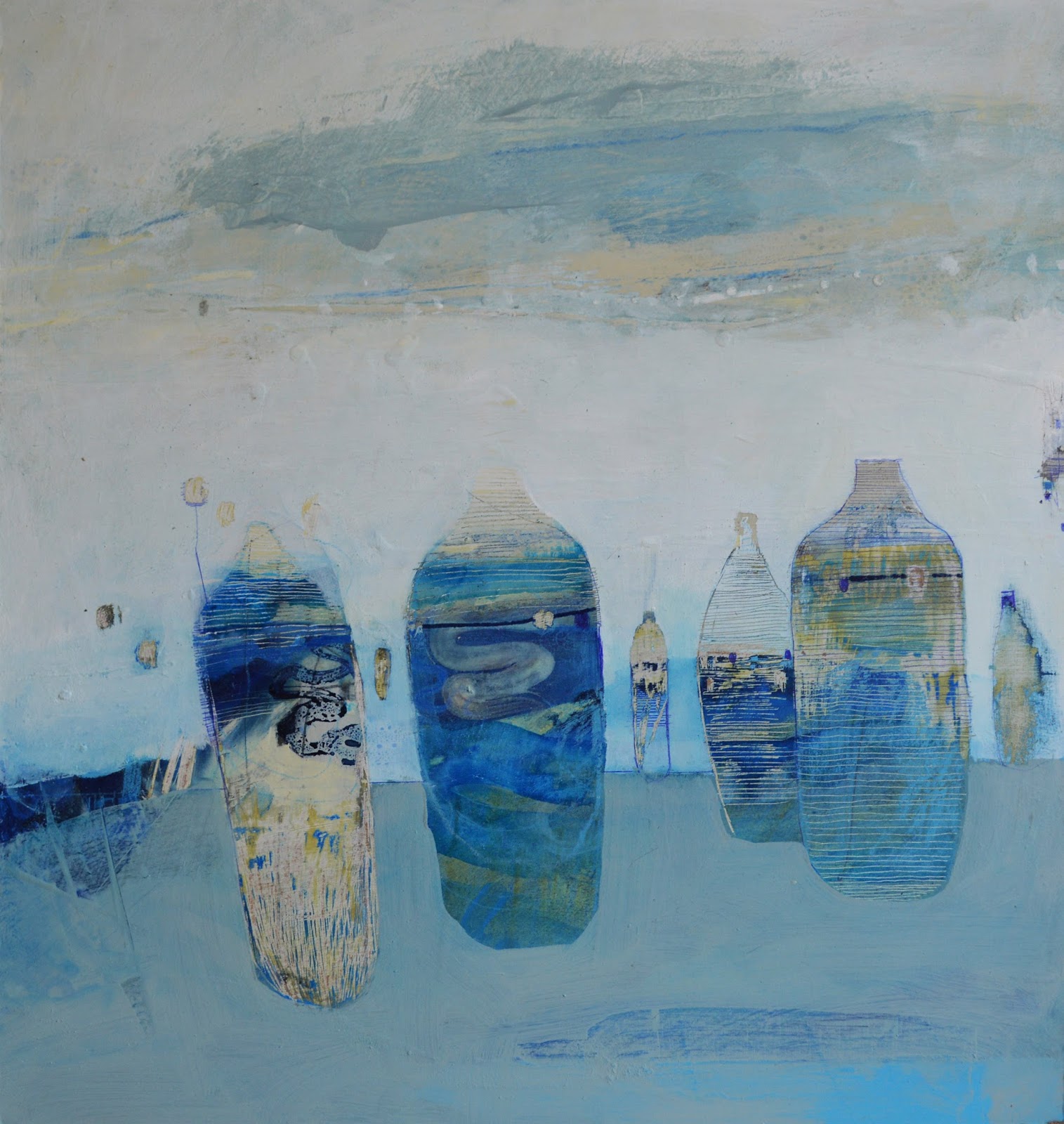 Russell Frampton Paintings/Artworks Blue containers
