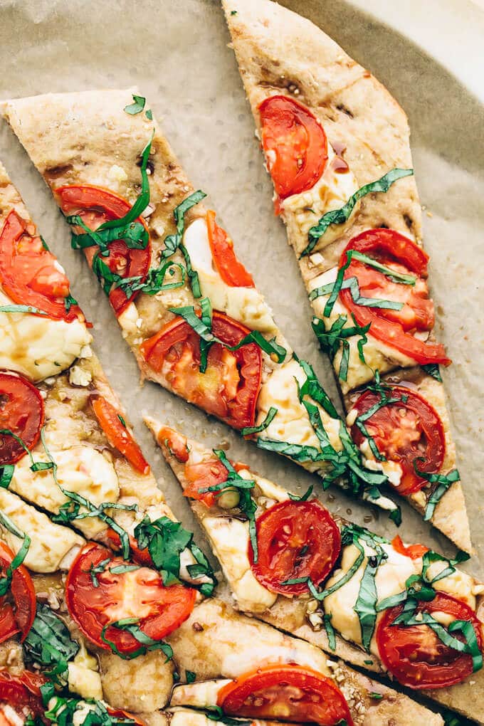 Vegan Caprese Pizza Crisp and bubbly pizza crust Recipe Anisa