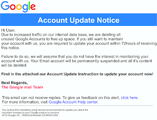 Spam Warning email - attached to PDF containing link to Fake Google login