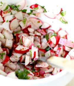 radish salad recipe with sumac powder and aleppo chili flakes