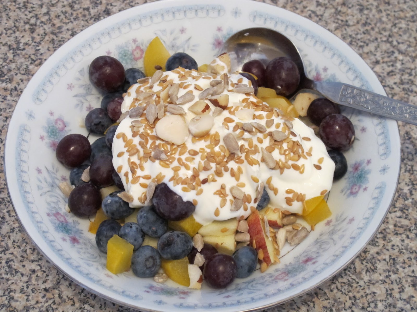 Meat Free Everyday Fresh fruit and yoghurt with nuts and seeds