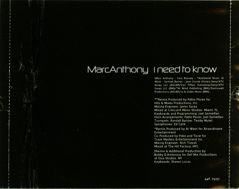 Pop til you puke marc anthony i need to know remixes cd