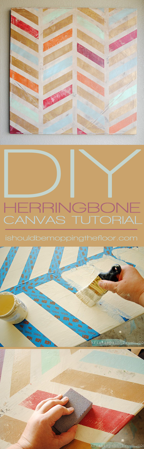 DIY Herringbone Canvas Art | Step-by-step instructions to create a fun piece of herringbone canvas art.