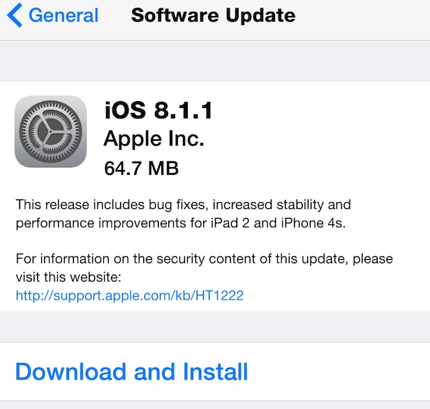 Apple iOS 8.1.1 Features and Changes