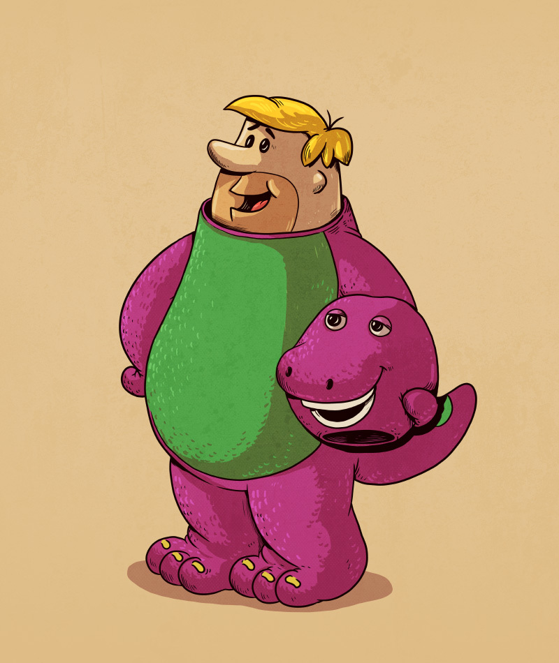 08-Barney-Rubble-The-Flintstones-and-Barney-the-Dinosaur-Alex-Solis-Illustrations-of-Icons-Unmasked-www-designstack-co
