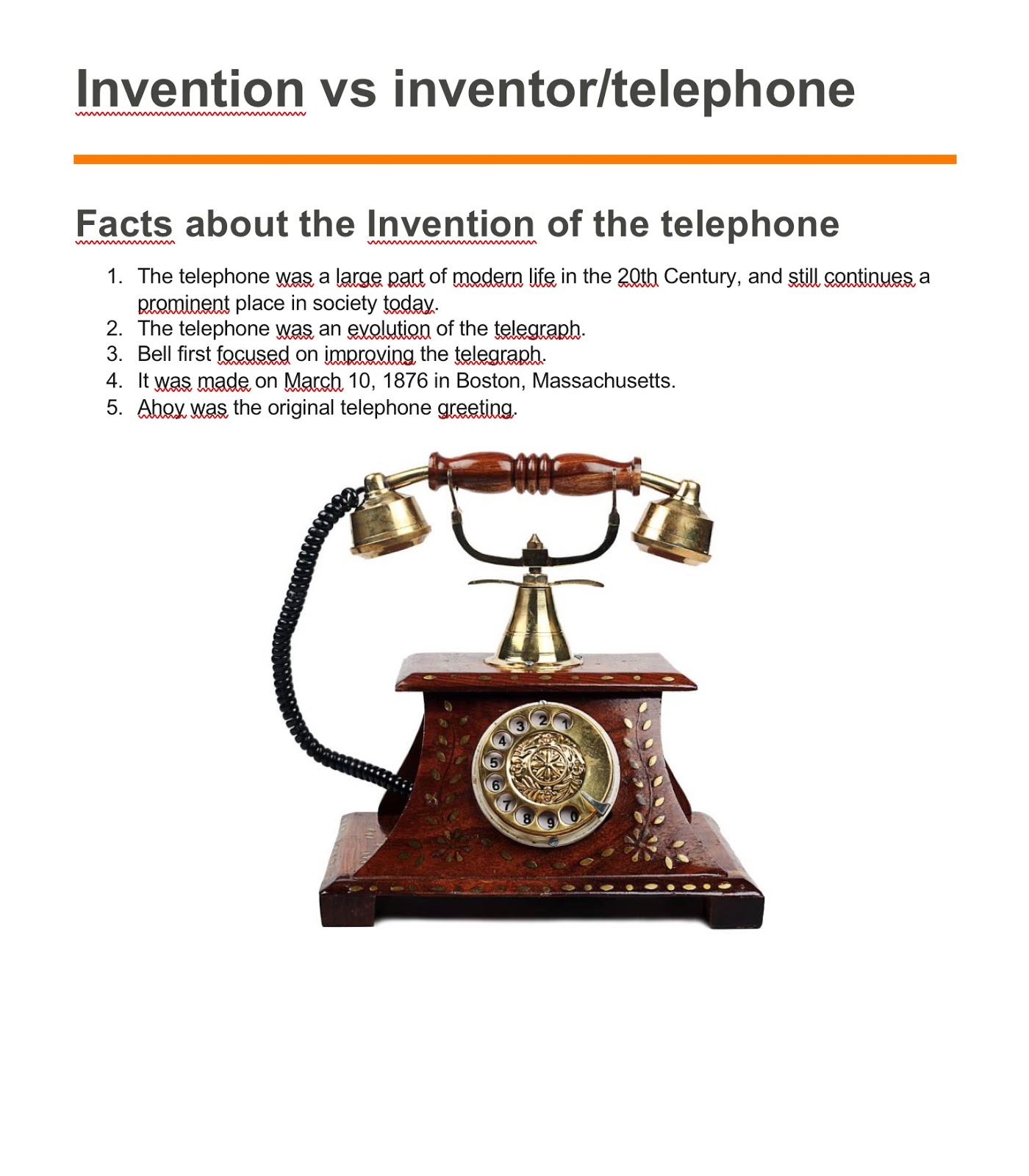 Invention vs invention/ Telephone