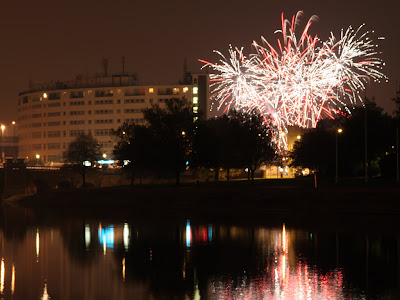 Firework Party in River Background - Nature Wallpaper