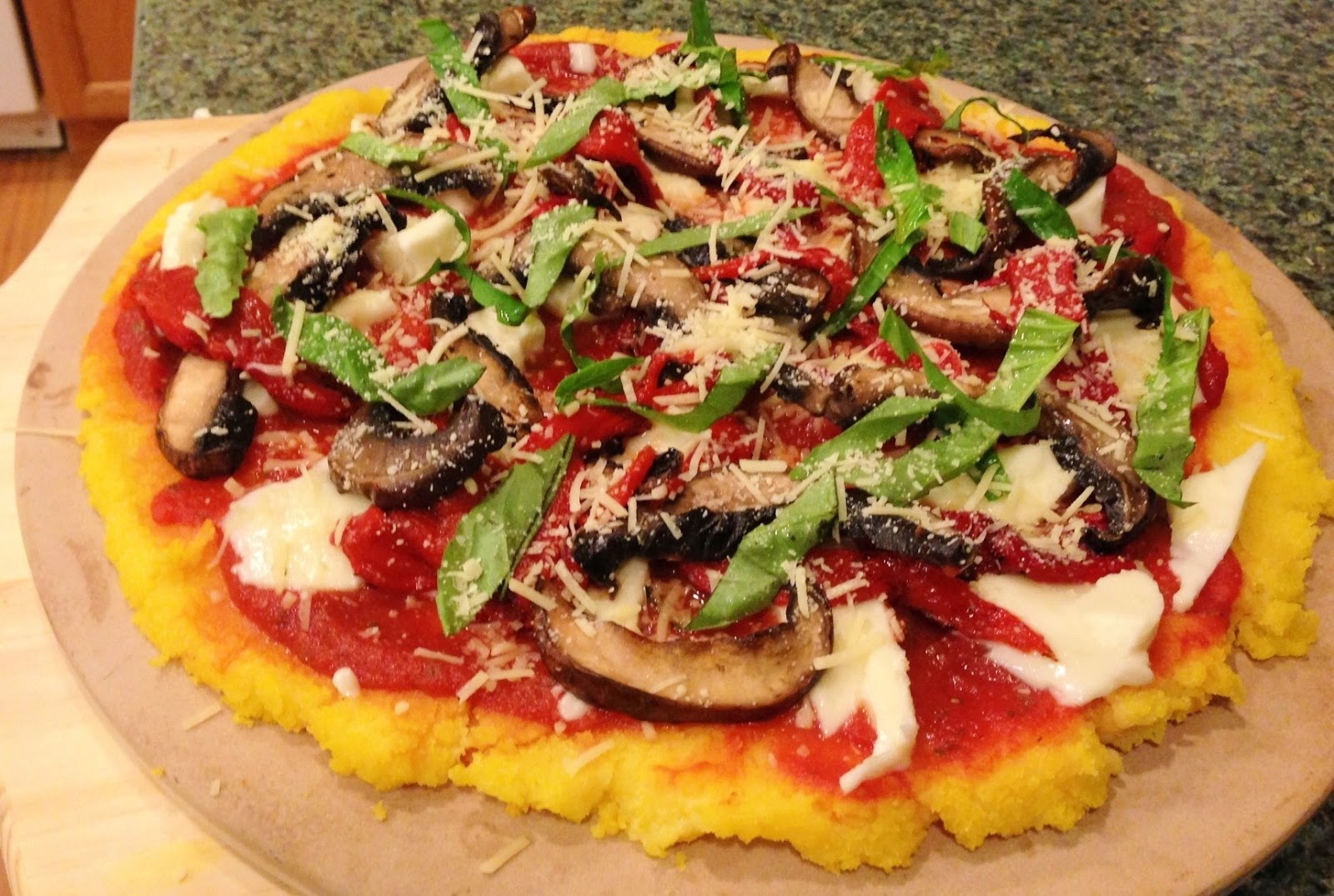 Yummy Fixins: Polenta Pizza with Roasted Peppers &amp; Shrooms