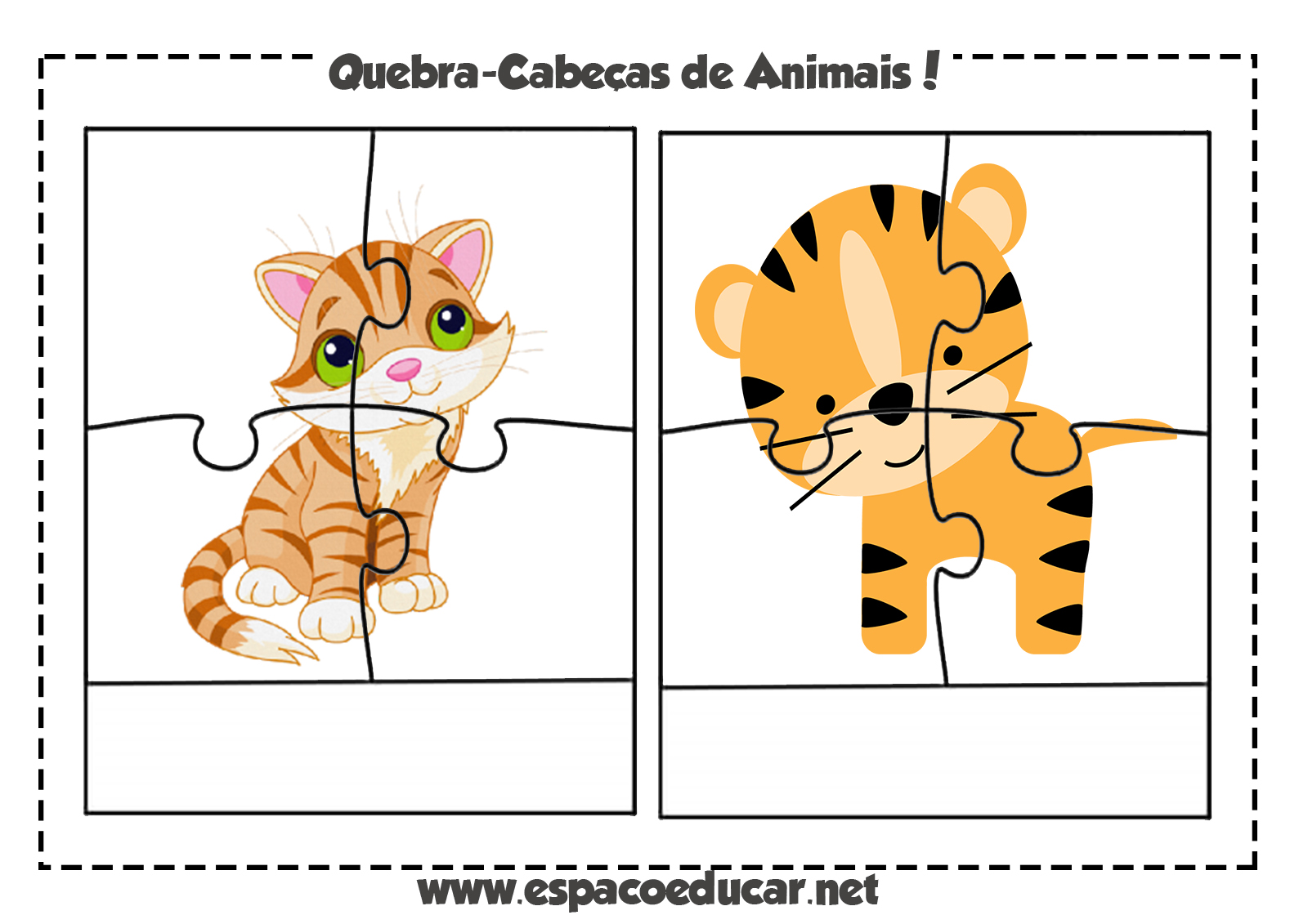 Jogo educativo grátis: quebra-cabeça de animais para imprimir e  escrever!-ESPAÇO EDUCAR