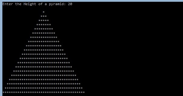 Pyramid asterisk using while and for loop structures in C++ - code4dev
