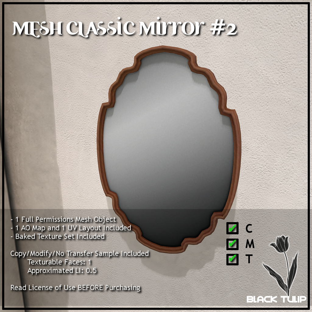 Black Tulip New full permissions mesh Mirrors