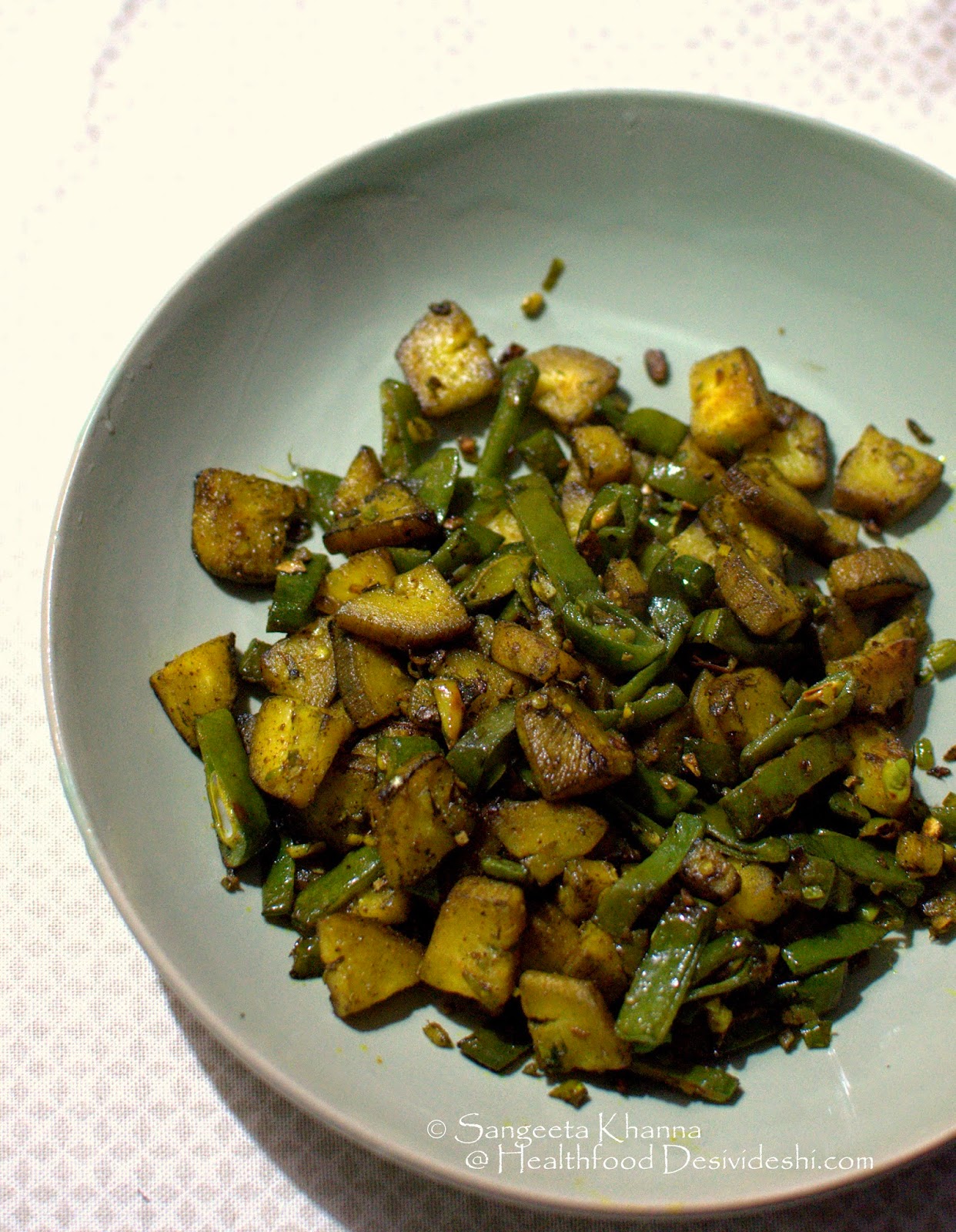 plantain and lablab beans | kachhe kele sem ki bhujia | making healthier subzis