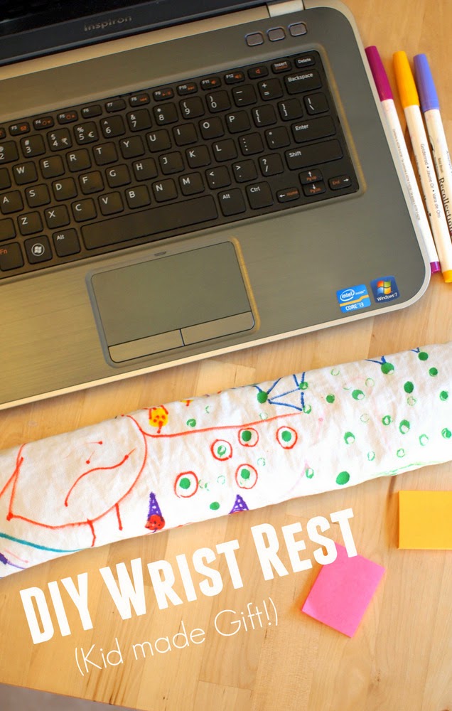 how to make a computer wrist rest decorated with your child's artwork for for practically free!  