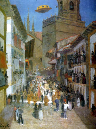 óleo con ovni ovni en hondarribia en óleo