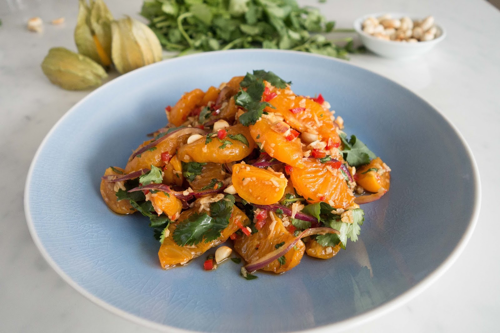 An Asian salad with clementine and physalis Margot's Kitchen