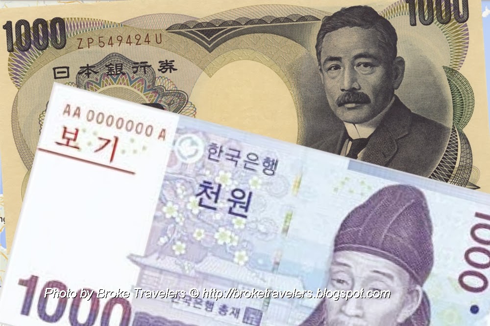 japanese and korean currencies