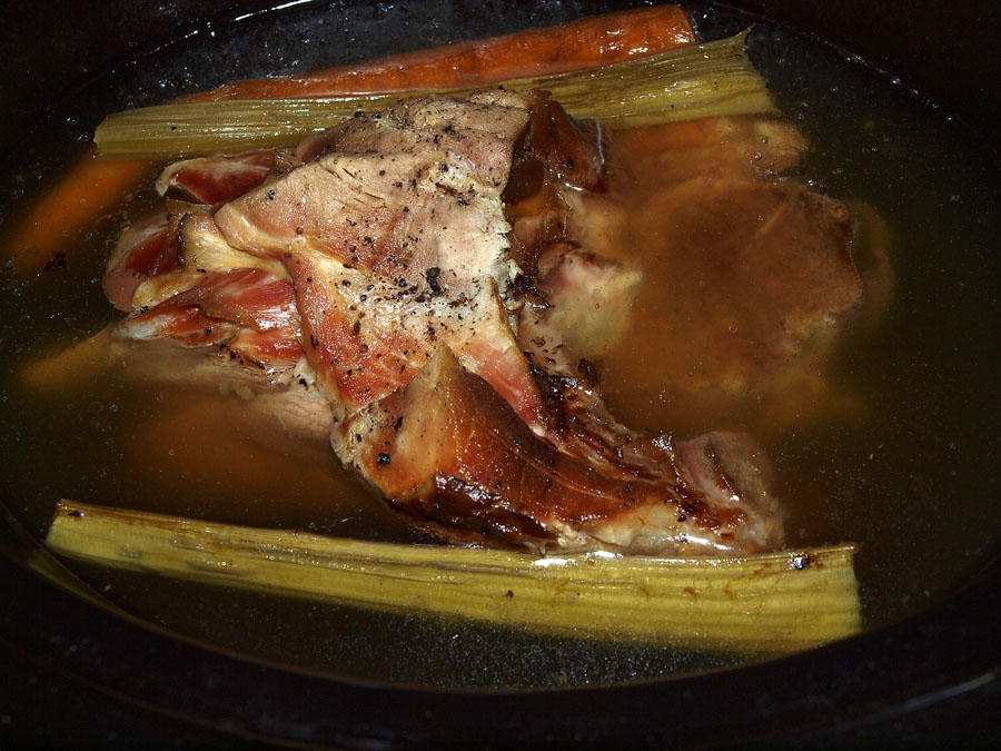 Pellet Smoker Cooking Ham, Green Beans and Potatoes