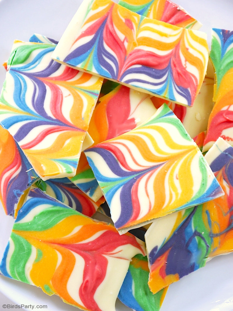 Rainbow Chocolate Bark Recipe 2 Ways - Party Ideas | Party Printables Blog