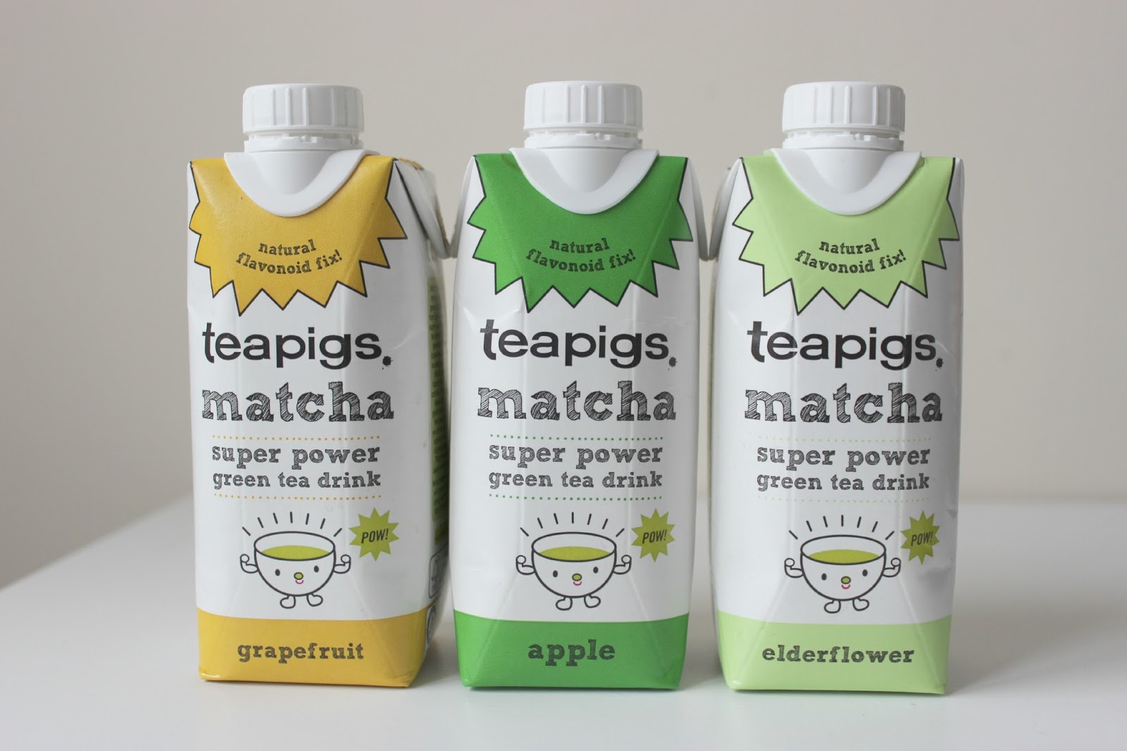 A picture of Teapigs Matcha Super Power Green Tea Drink Grapefruit, Apple and Elderflower