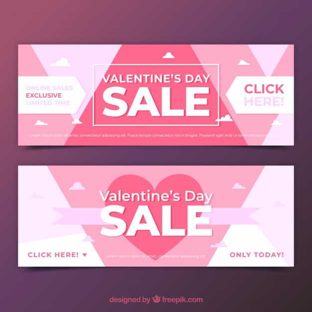 Valentine sale banners Free Vector