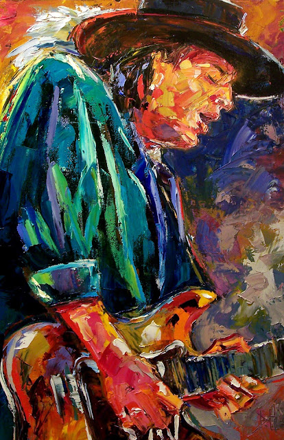 Debra Hurd Original Paintings AND Jazz Art: Stevie Ray Vaughan Rock and  Blues Music art Jazz paintings Poster Print of oil painting by Debra Hurd