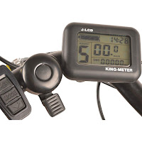 King LCD Meter on DJ City Bike Step-Thru E-Bike, image, displays battery power, speed, ODO, power assist level, clock