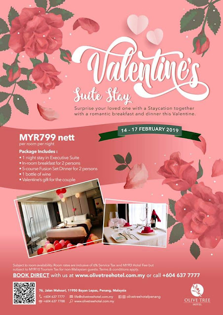 Romantic Evening Dinner with Urban Sunset View & Executive Suite Stay during Valentine @ Olive Tree Hotel
