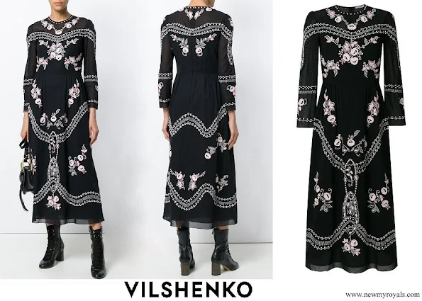 Crown Princess Mary wore VILSHENKO floral embroidered midi dress
