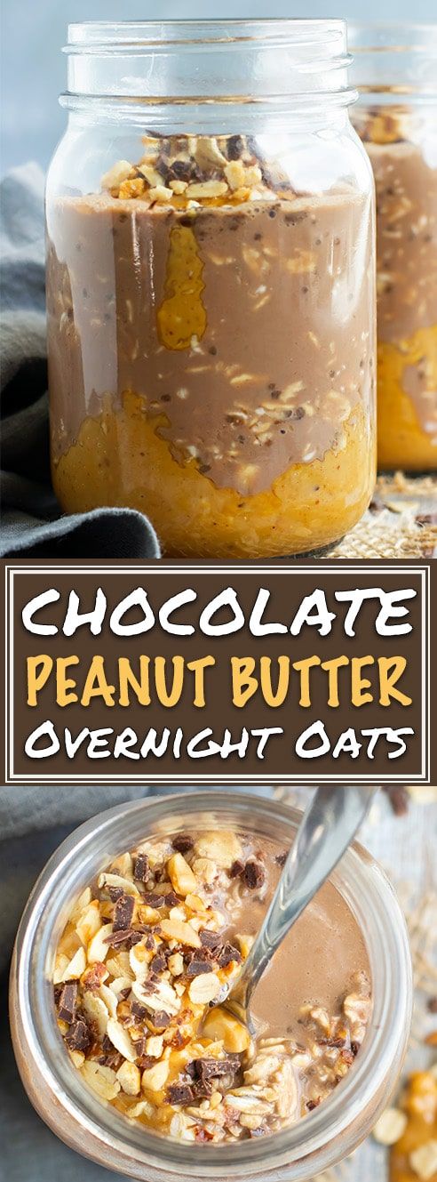Easy Healthy Chocolate Peanut Butter Overnight Oats