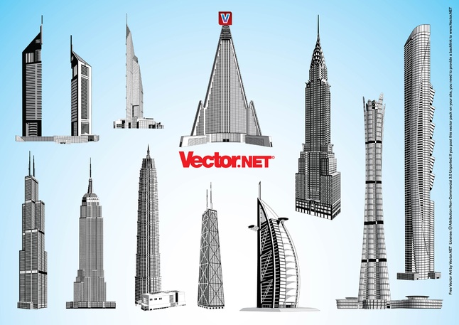 65 Free Skyscrapers Towers Vector Art Graphics