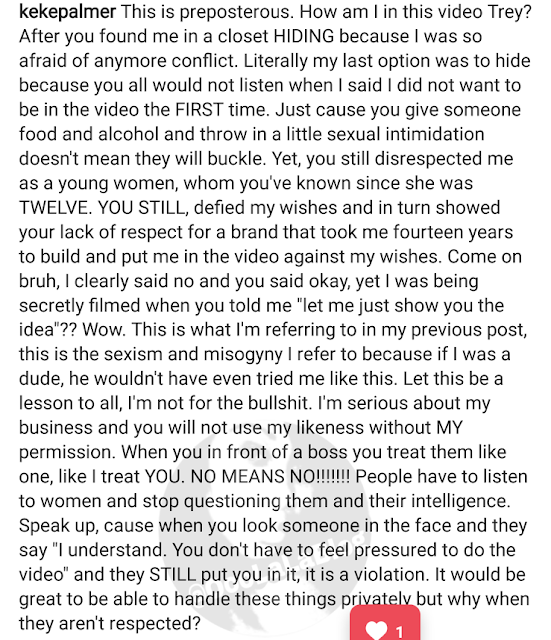 Keke Palmer Says Trey Songz Disrespected Her, Used Sexual Intimidation