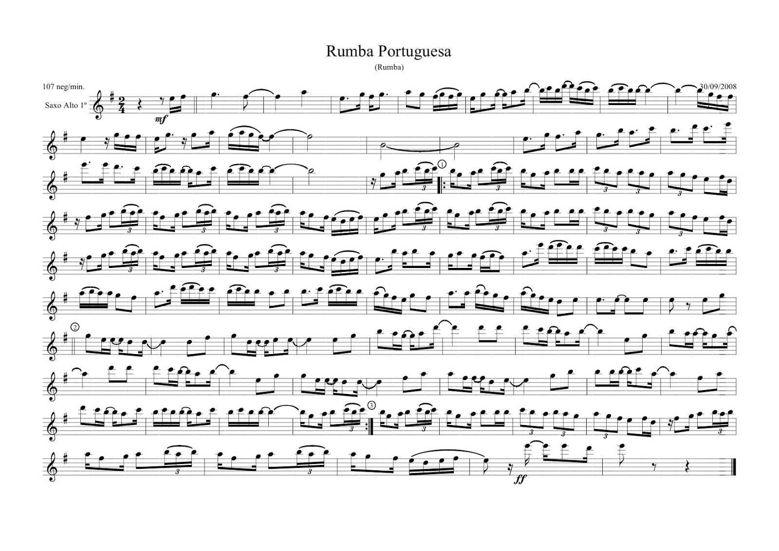 gráfico salario operación diegosax: Rumba Portuguesa Partitura para Saxofones (Saxofón alto, saxo  tenor, barítono)