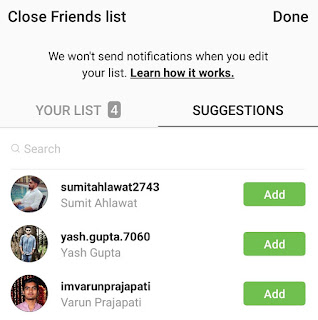 Add people in close friends list