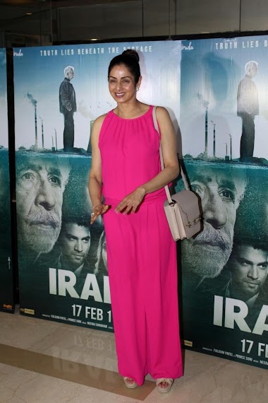 Actress Sridevi At Mumbai Special Screening In Pink Dress Actress Sridevi At Mumbai Special Screening In Pink Dress
